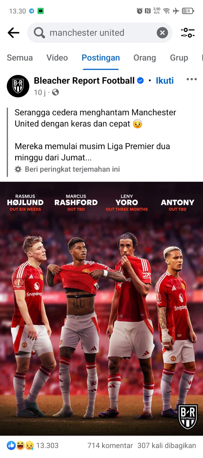 Empat Pemain Manchester United Dilanda Badai Cedera