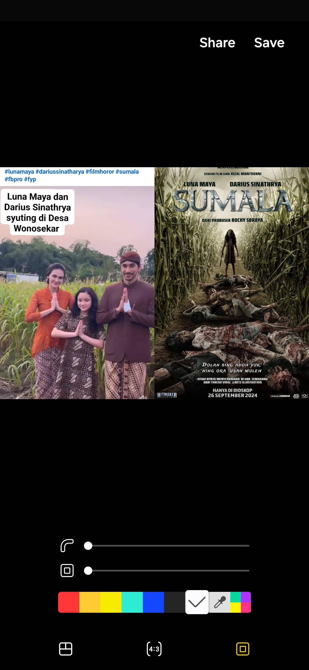 Postingan warga (kiri). Poster film Sumala (kanan)