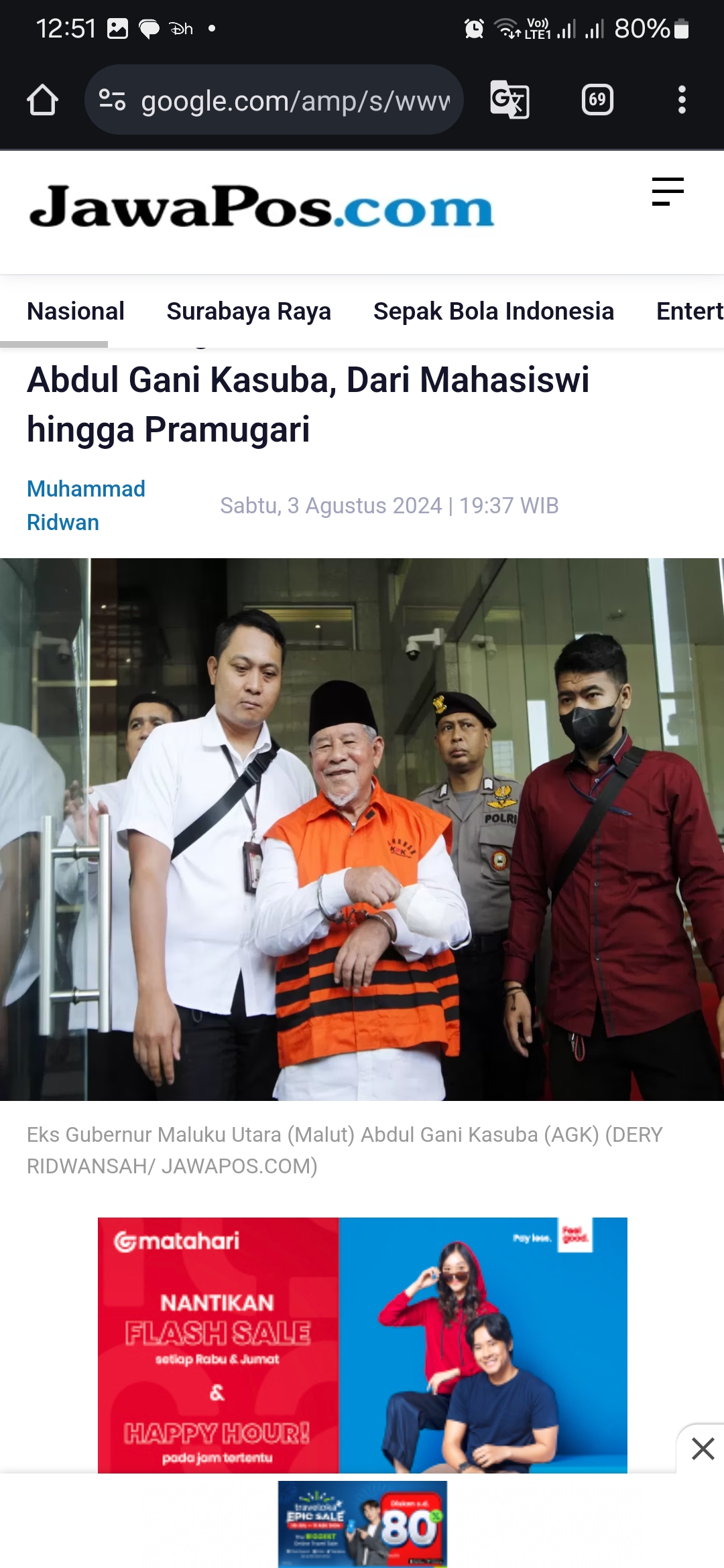 Eks Gubernur Maluku Utara (Malut) Abdul Gani Kasuba (AGK). Foto: DERY RIDWANSAH/ JAWAPOS.COM