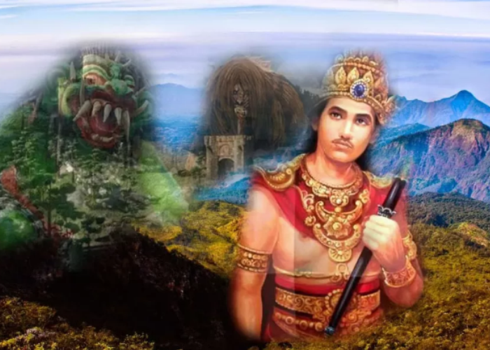 Illustrasi Prabu Brawijaya V yang moksa di Gunung Lawu.
