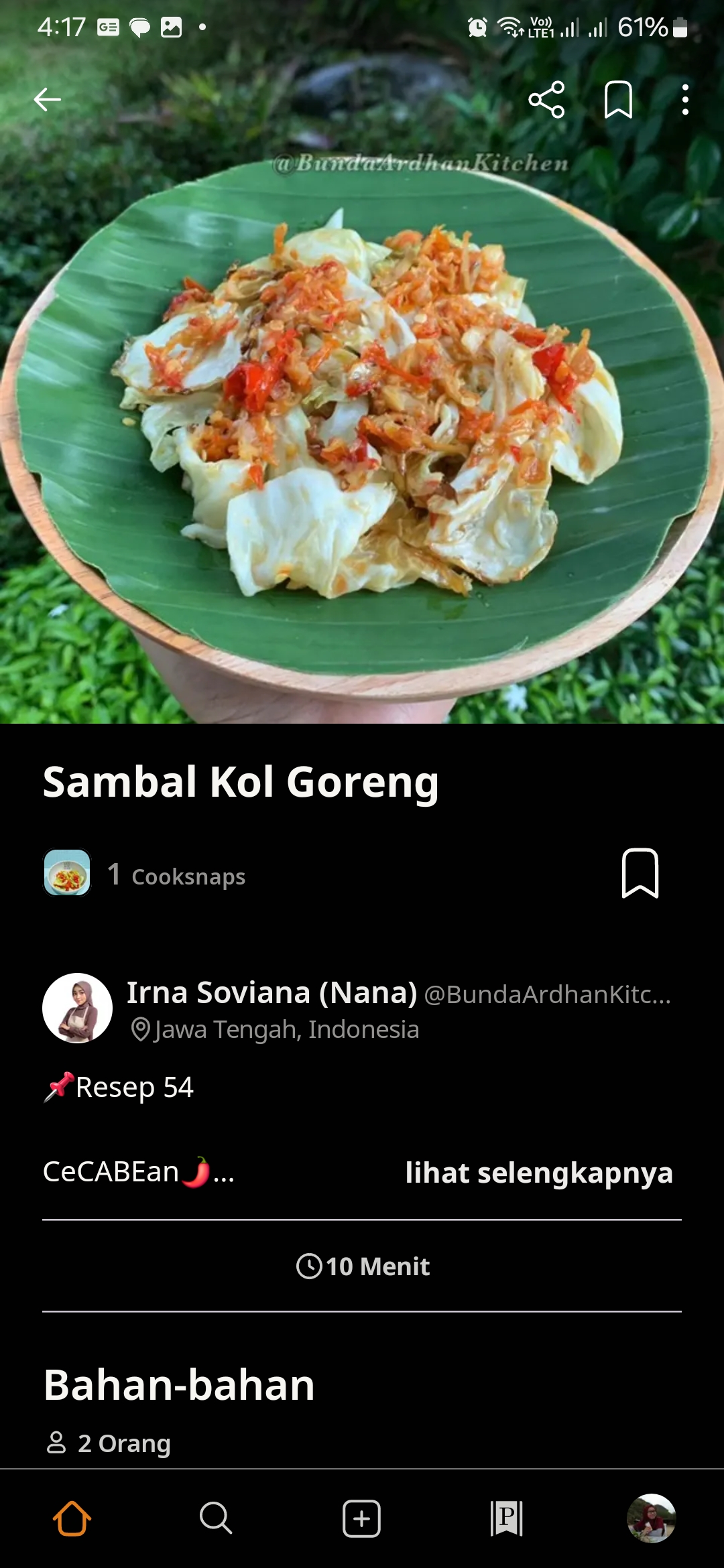 Kol Goreng yang diolah menjadi sambal. Foto: Irna Soviana dari Cookpad.com