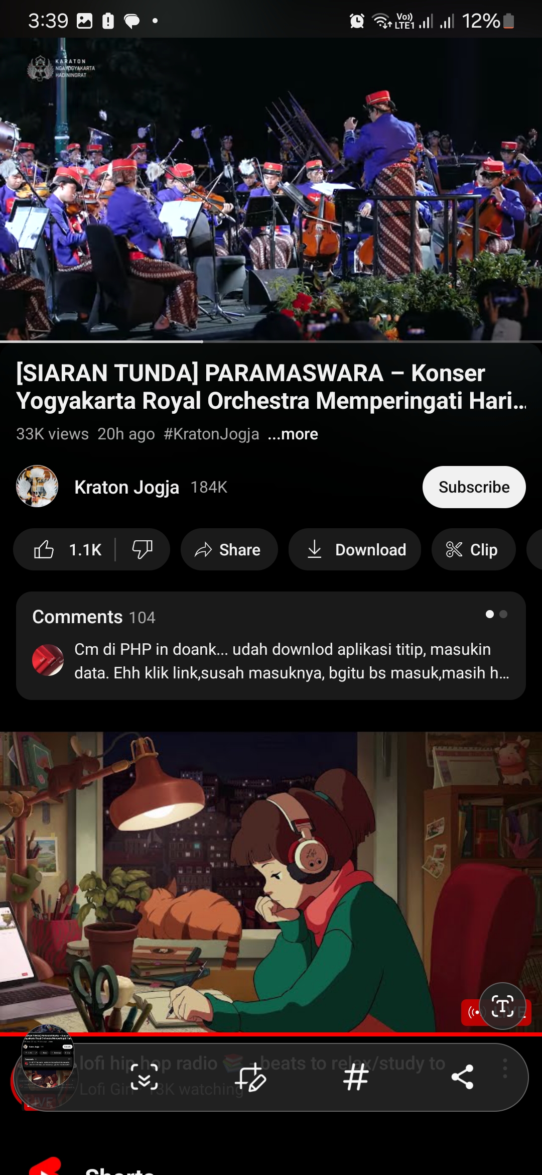 Yogyakarta Royal Orchestra dalam sebuah konser. Sumber: Youtube Kraton Jogja