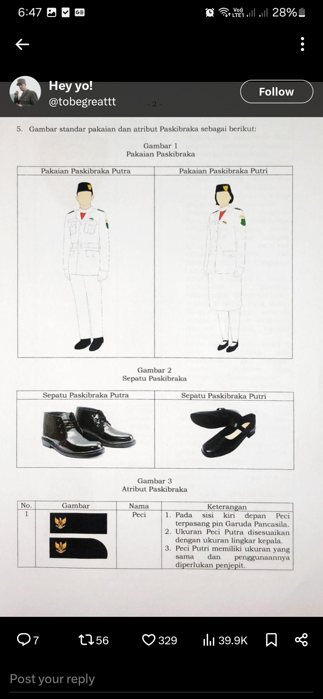 Gambar aturan atribut Paskibraka BPIP RI.