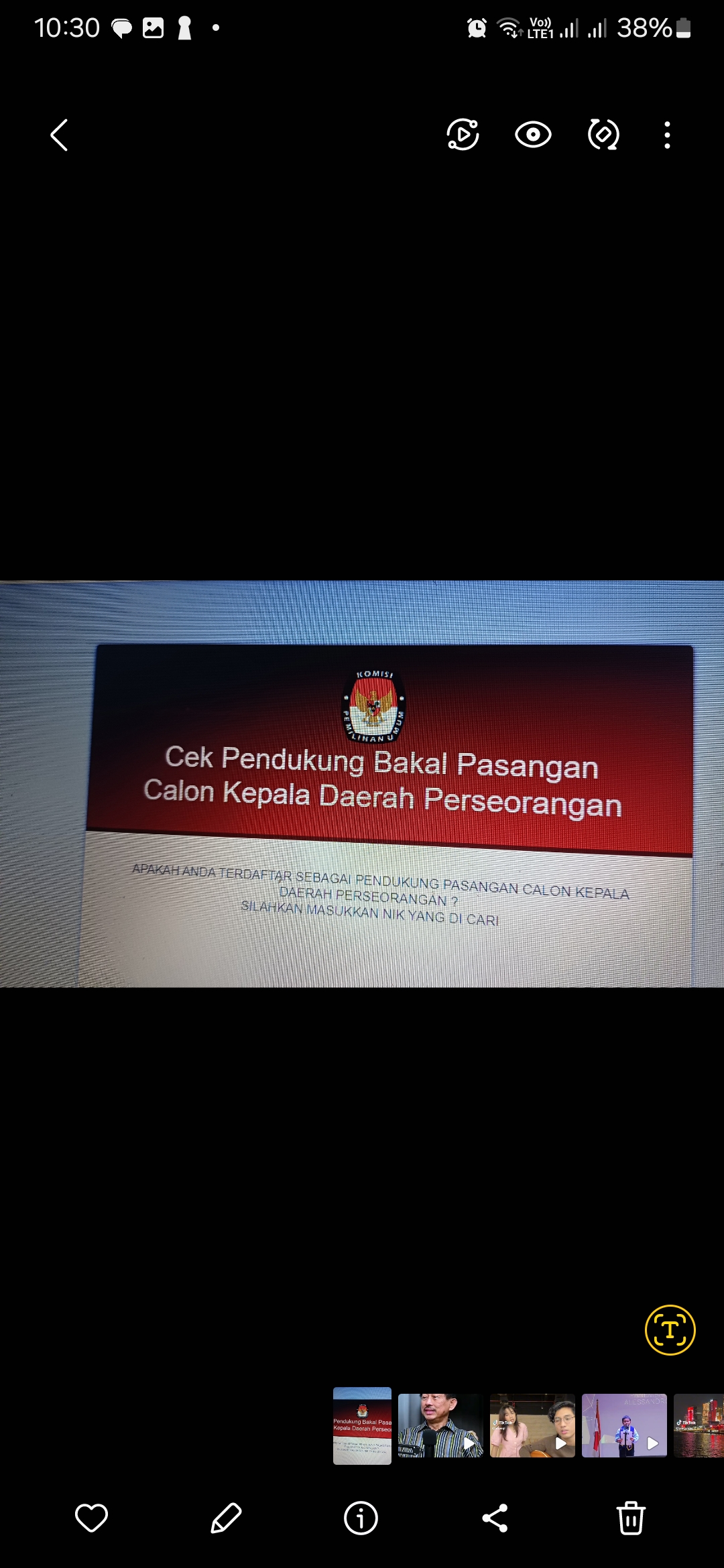 Laman Portal Cek Pendukung Bakal Pasangan Calon Kepala Daerah Perseorangan.