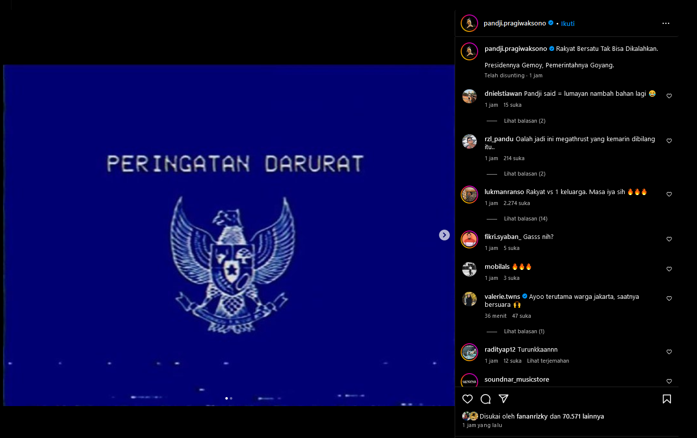 Aku Instagram Pandji Pragiwaksono Mengunggah Gmbar tentang