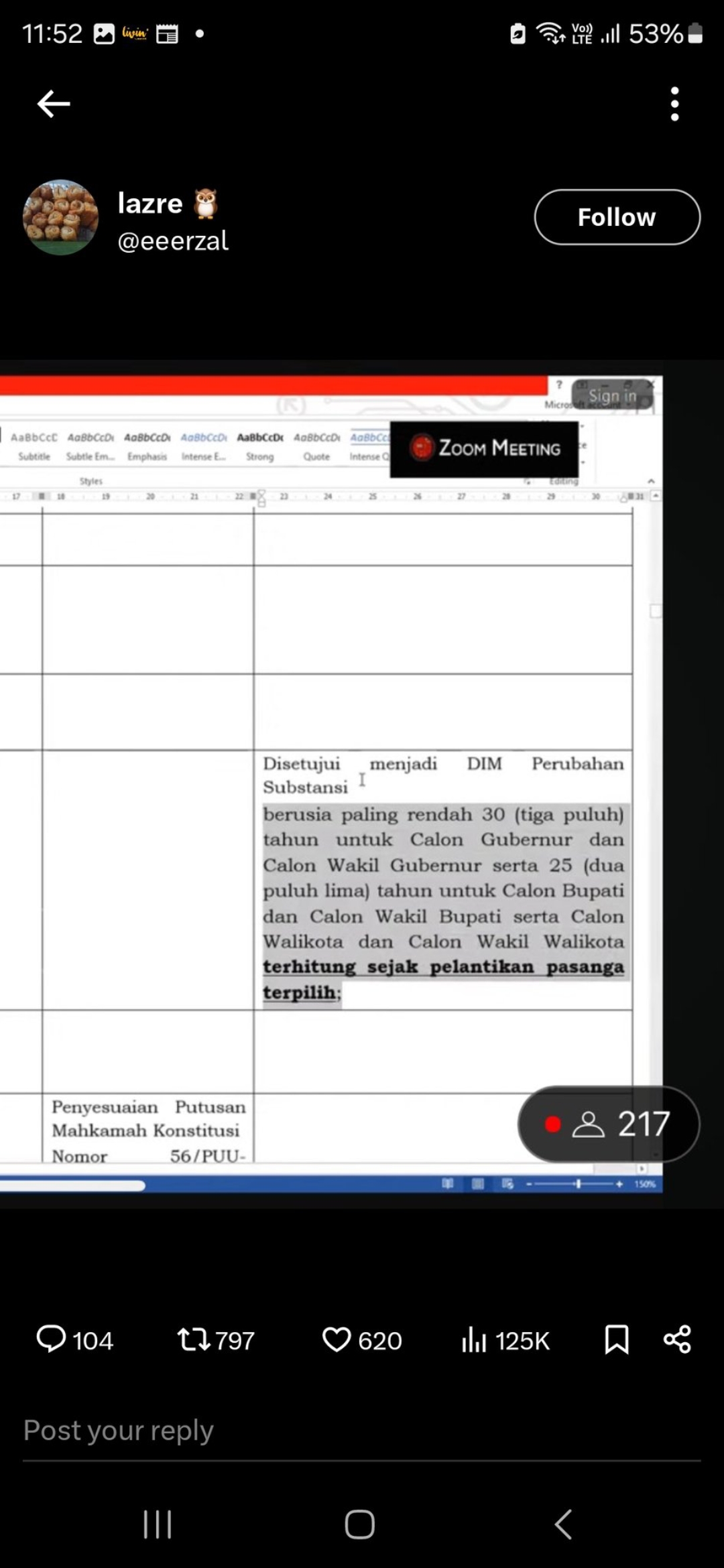 Salah satu tangkapan layar proses sidang Baleg DPR RI. Youtube: Baleg DPR RI
