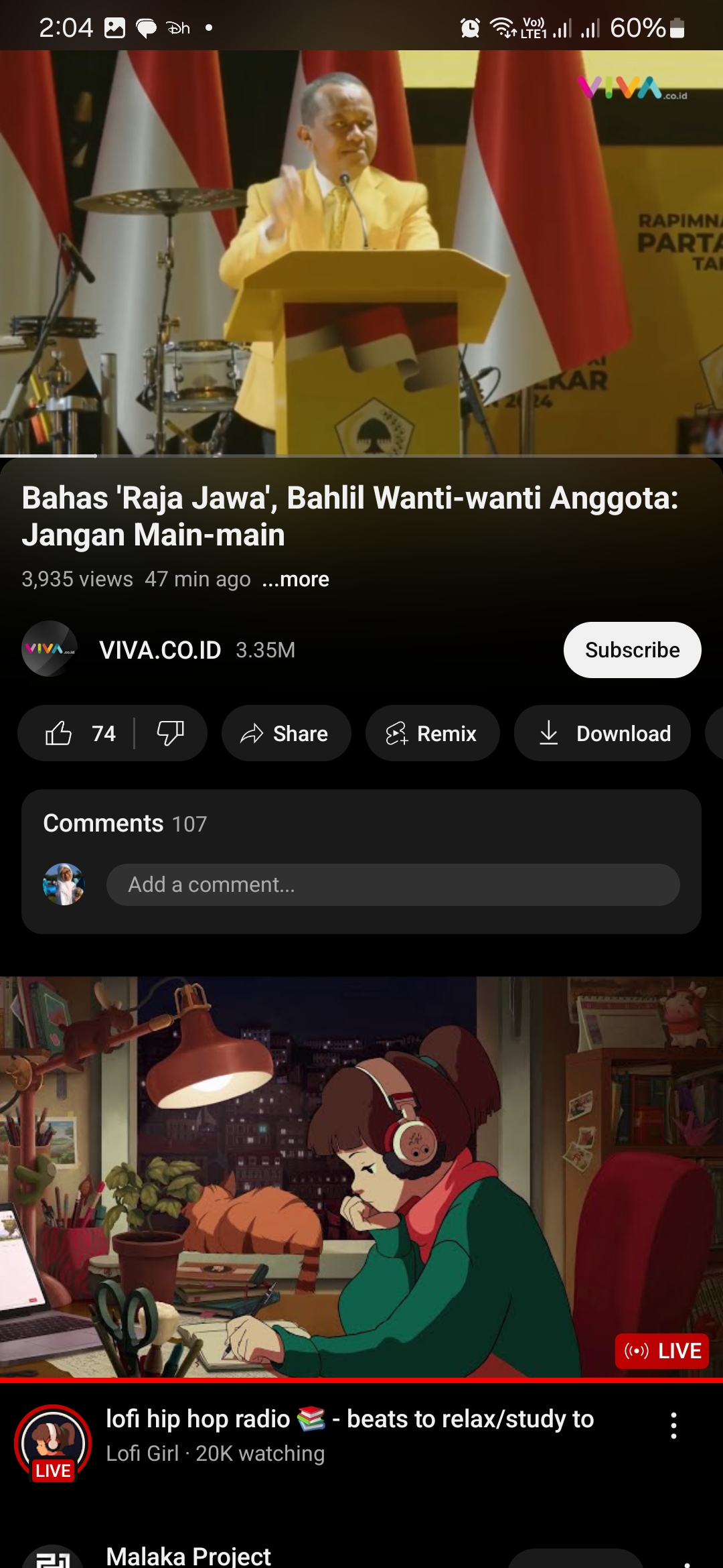 Tangkapan layar video pidato Bahlil dalam Rapimnas Golkar.