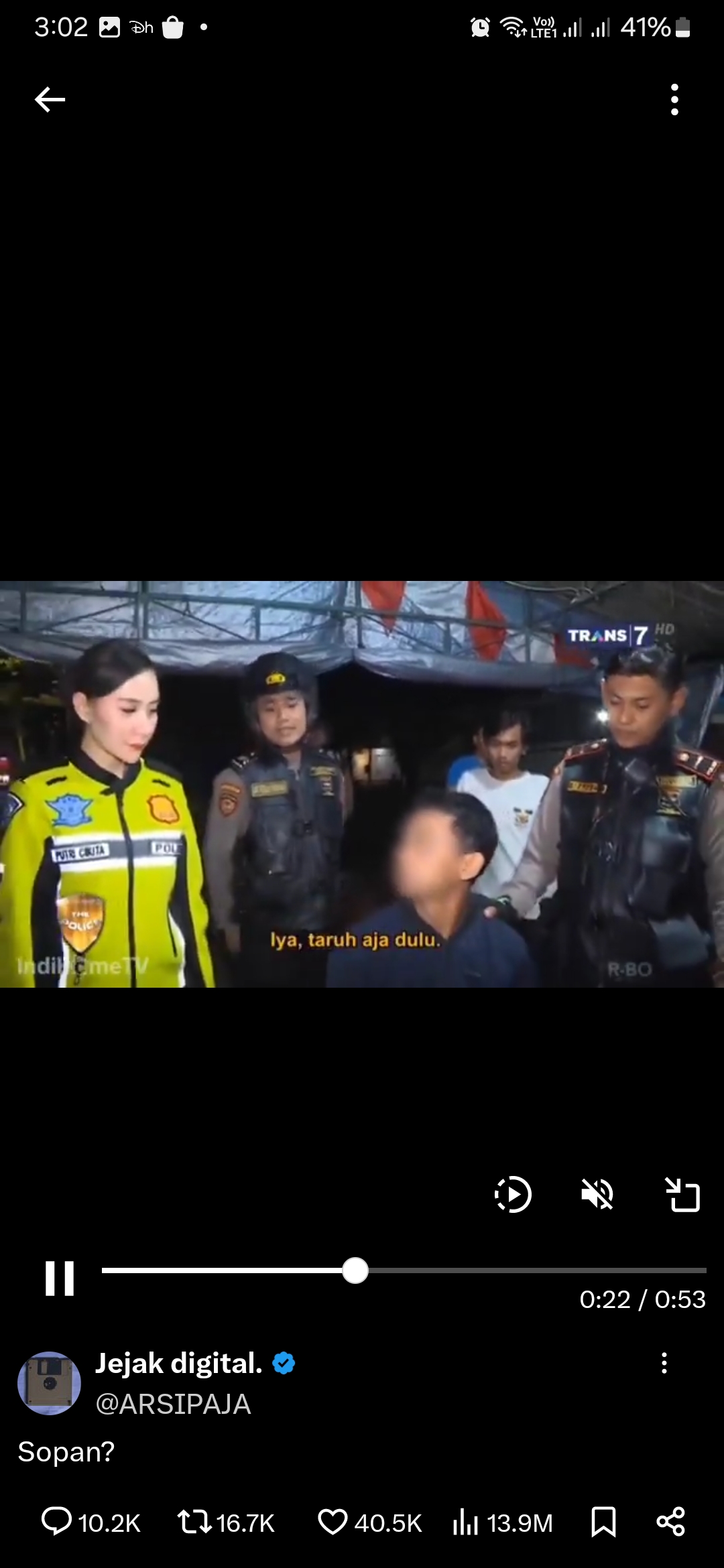 Tangkapan layar video yang beredar di Medsos. Sumber: @arsipaja (X)