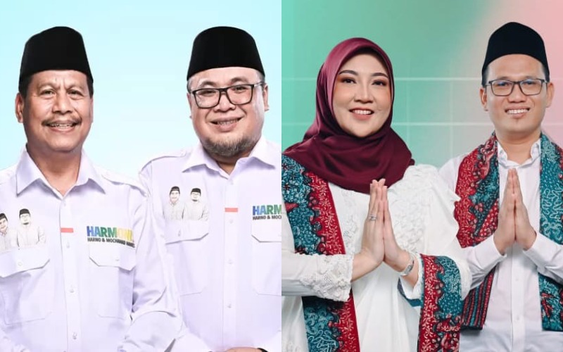 Paslon Harno-Hanies (kiri) dan Vivit-Umam (kanan).