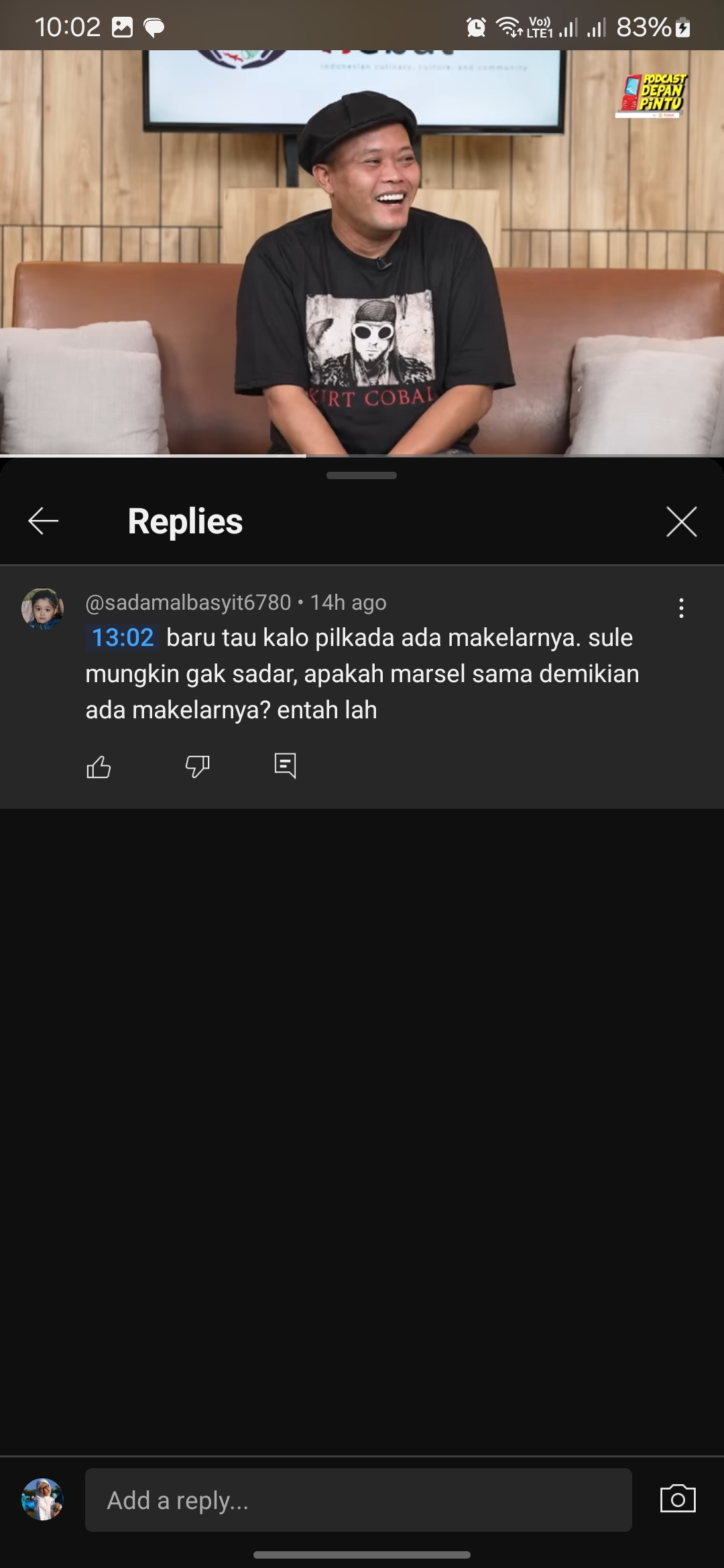 Sule saat hadir dalam Podcast Depan Pintu milik Kaesang. Foto: Youtube Kaesang Pangarep