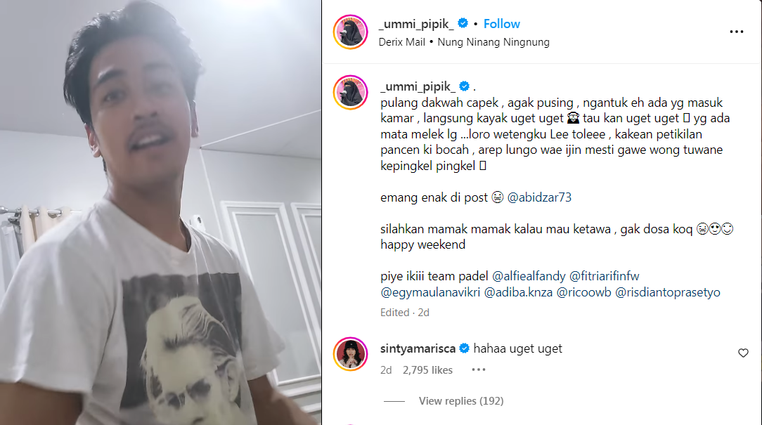 Komentar Sintya Marisca di Instagram Umi Pipik