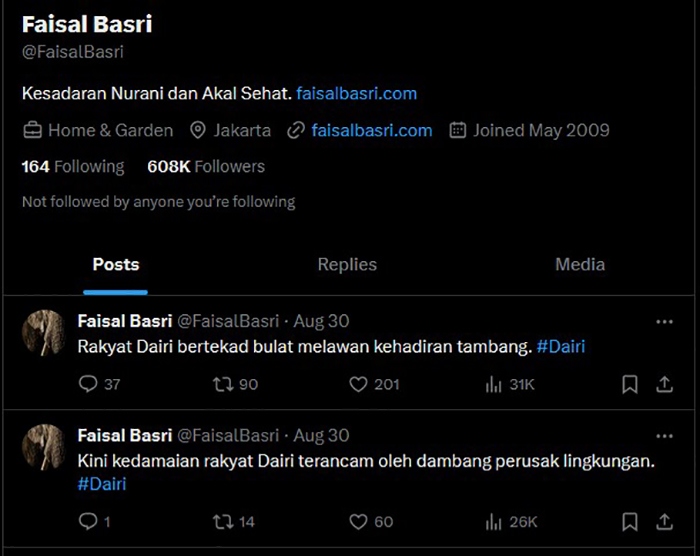 TERAKHIR: Cuitan terakhir Faisal Basri Seblum tutup usia. (TANGKAPAN LAYAR X)