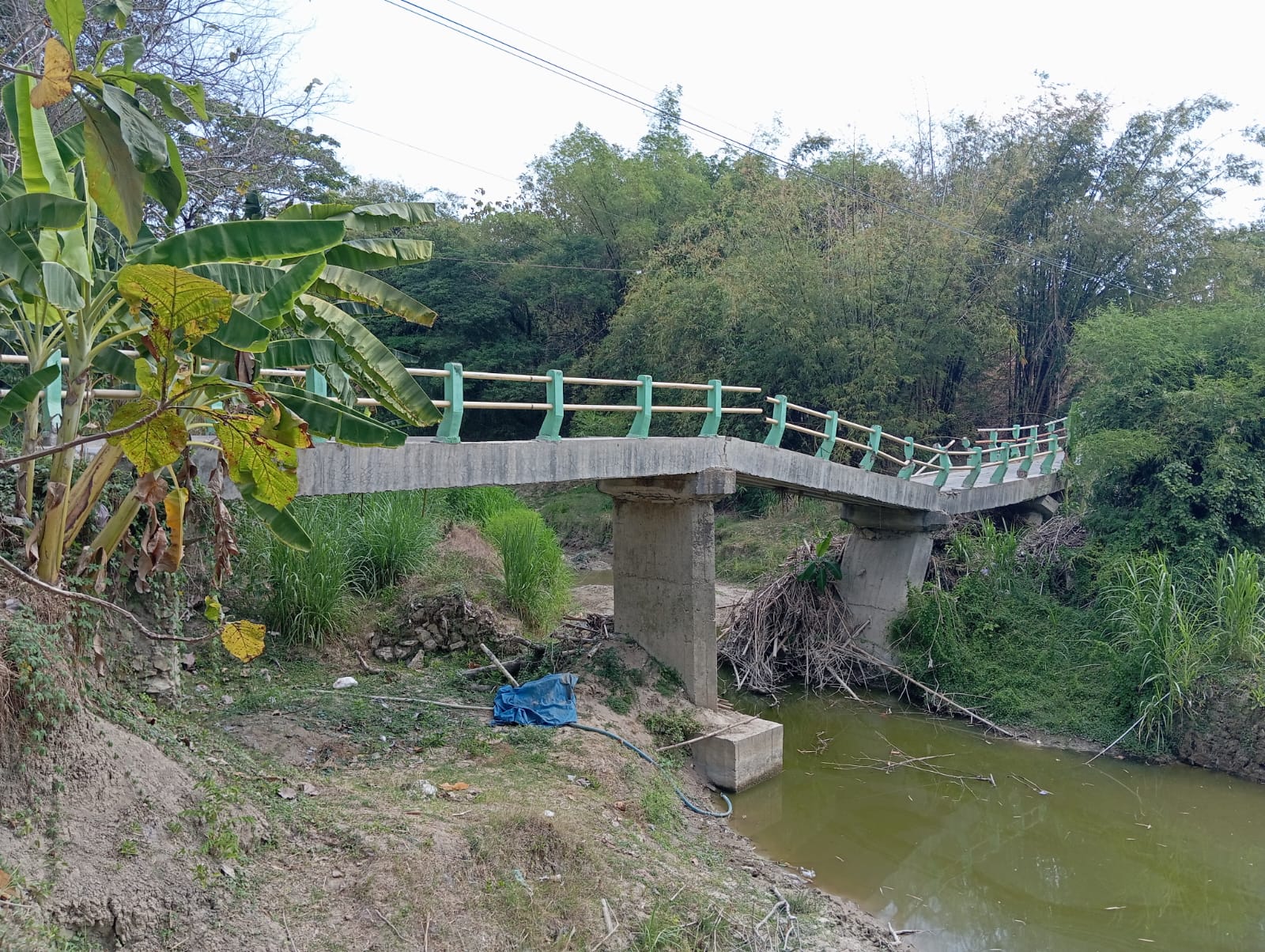 MEMPRIHATINKAN: Kondisi jembatan penghubung Desa Sidorejo dan Jatiharjo Kecamatan Pulokulon nyaris roboh.