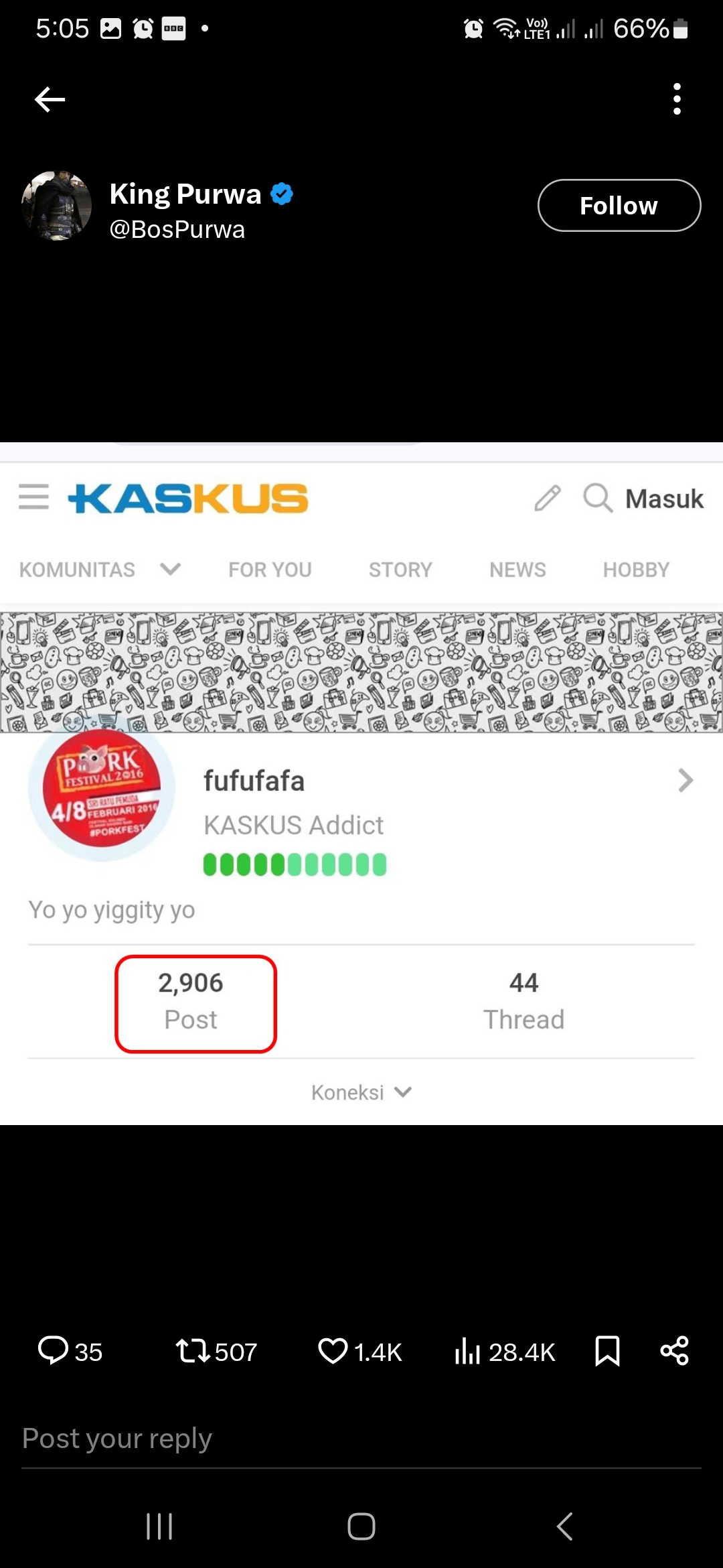 Akun Fufufafa yang viral. Foto: Twitter/X