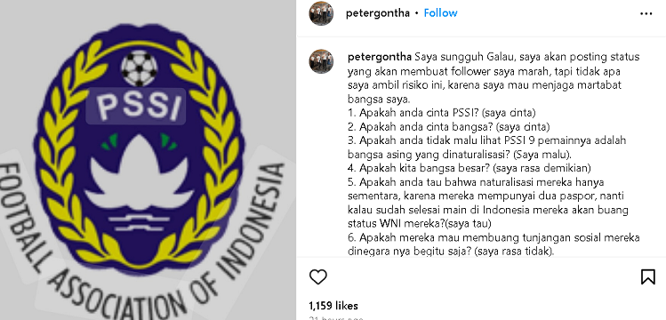 postingan instagram peter gontha