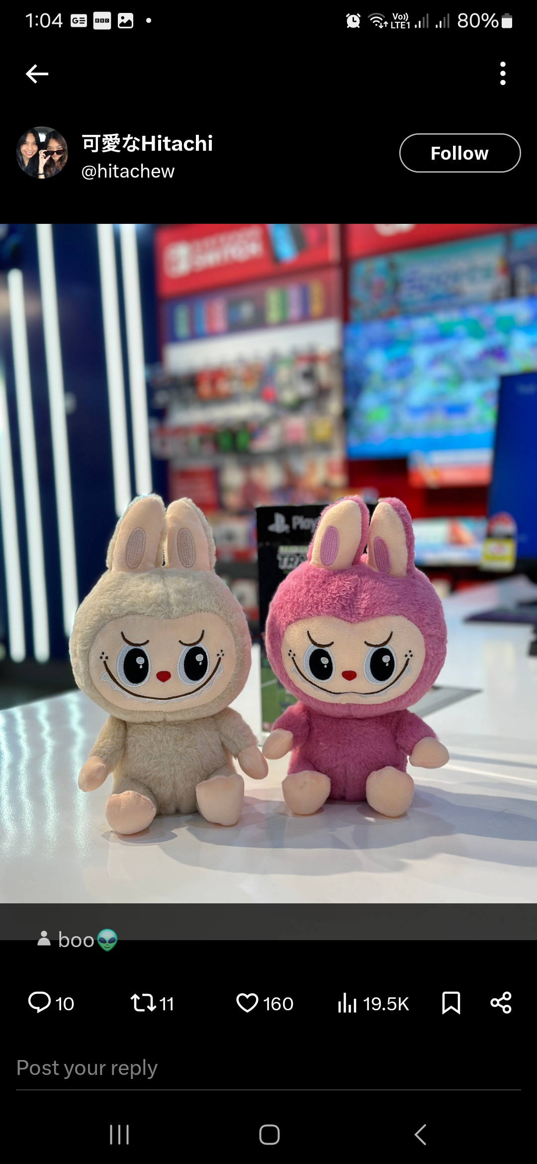 Boneka Labubu yang viral. Foto: Twitter/X @hitachew