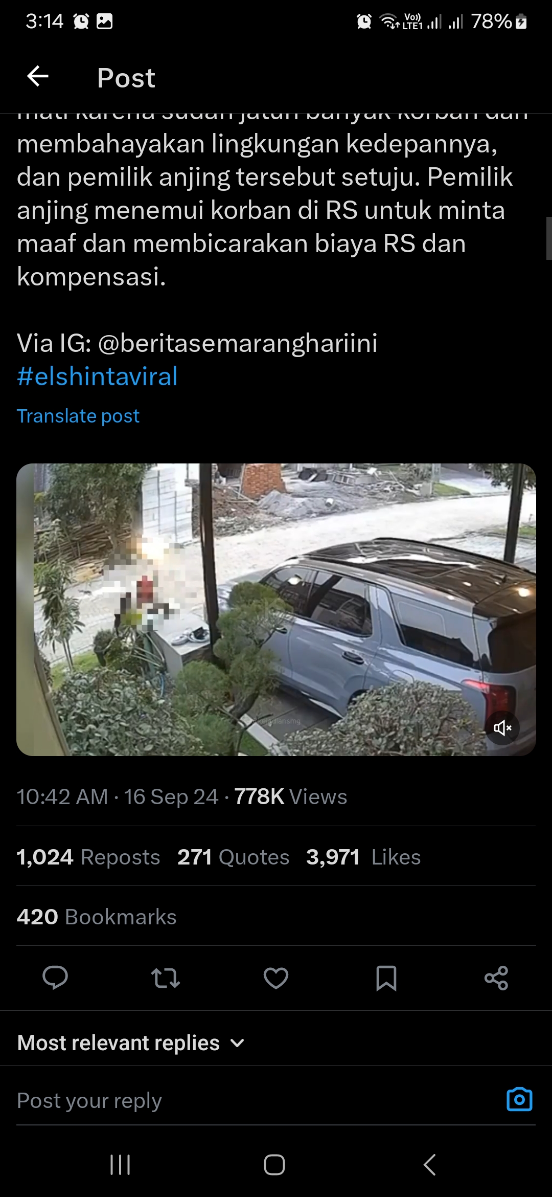 Salah satu rekaman di CCTV sekitar kompleks. Foto: Twitter/X