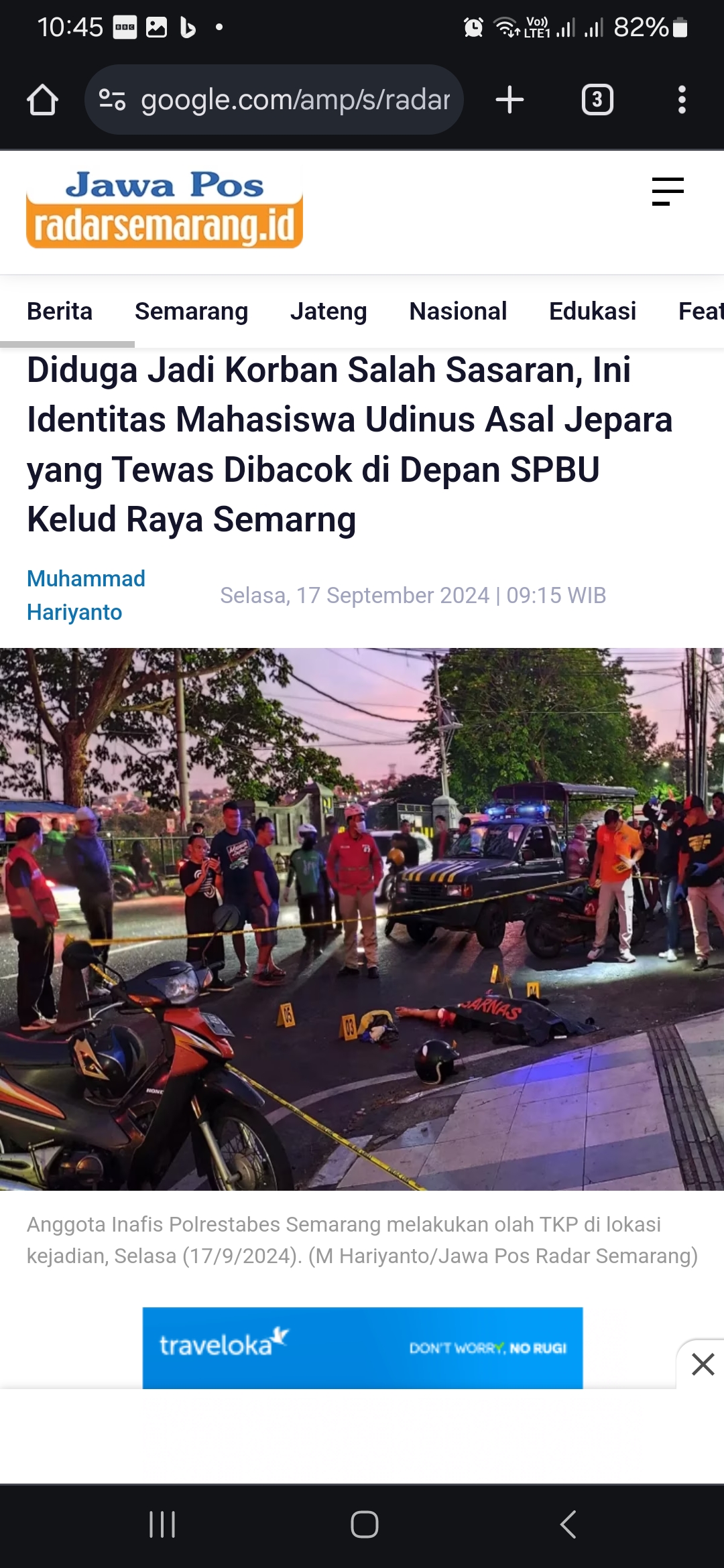Pihak Polrestabes Semarang melakukan olah TKP. Foto: Radar Semarang