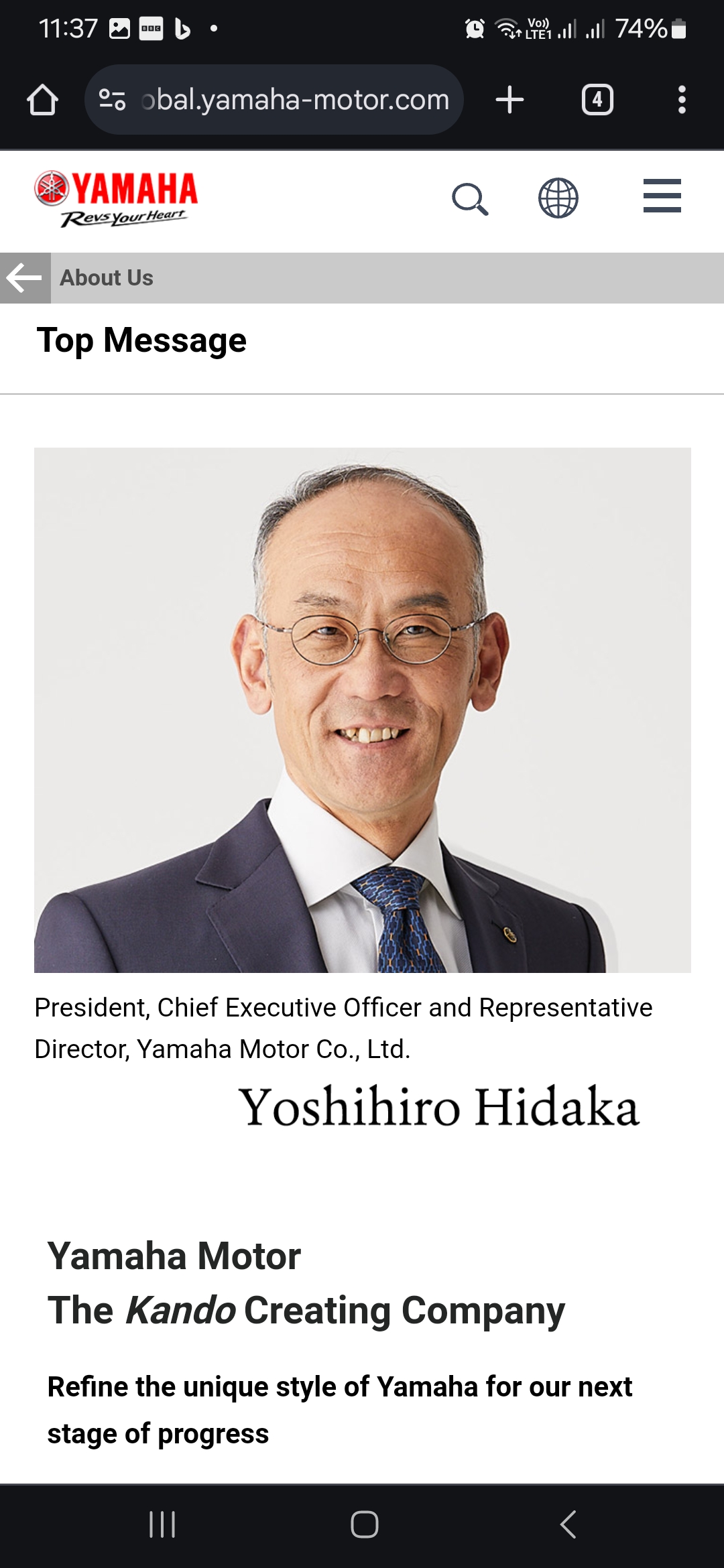 CEO dan Presiden Yamaha Motor, Yoshihiro Hidaka. Foto: Global Yamaha Motor