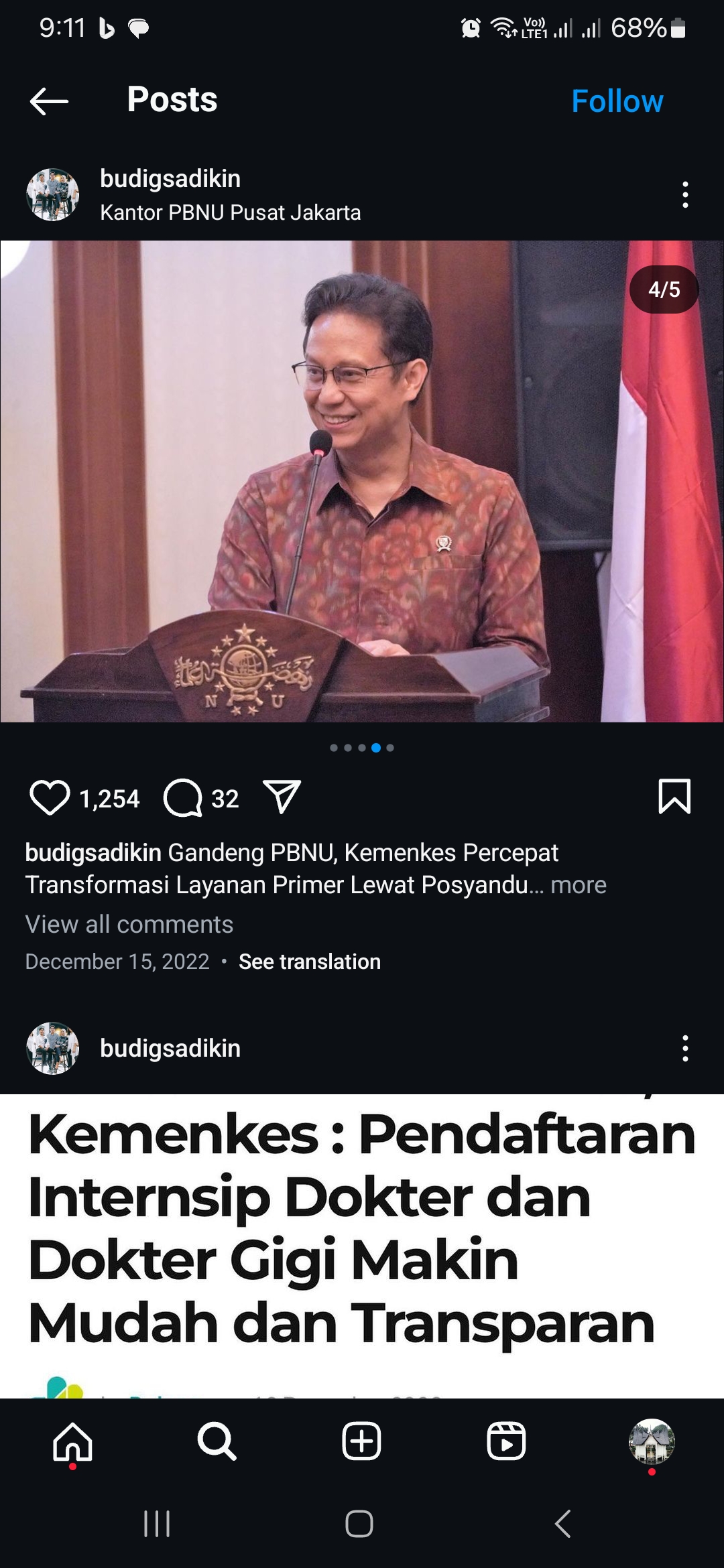 Menteri Kesehatan Budi Gunadi Sadikin. Foto: Instagram official @budigsadikin