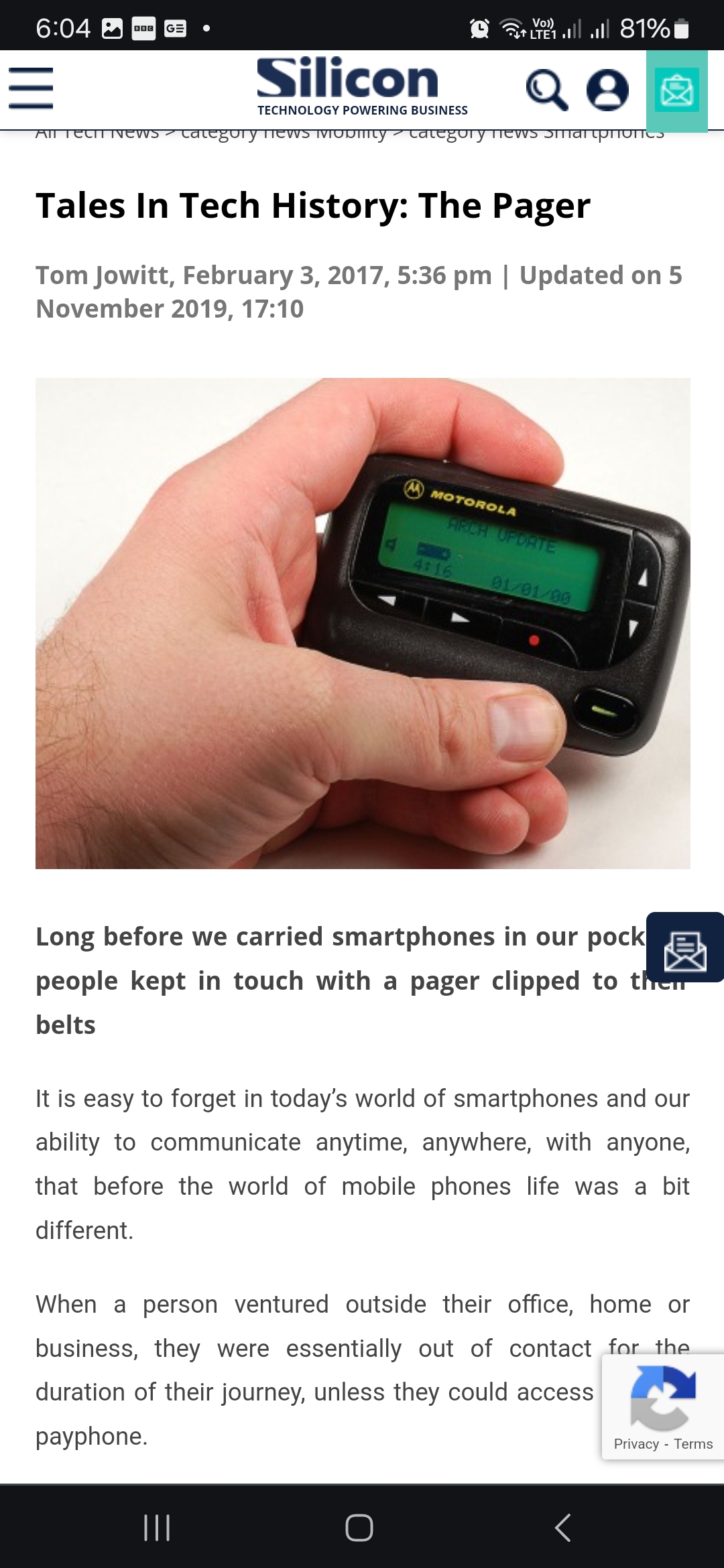 Salah satu contoh Pager, gadget jadul yang digunakan untuk menerima pesan. Foto: silicon.co.uk