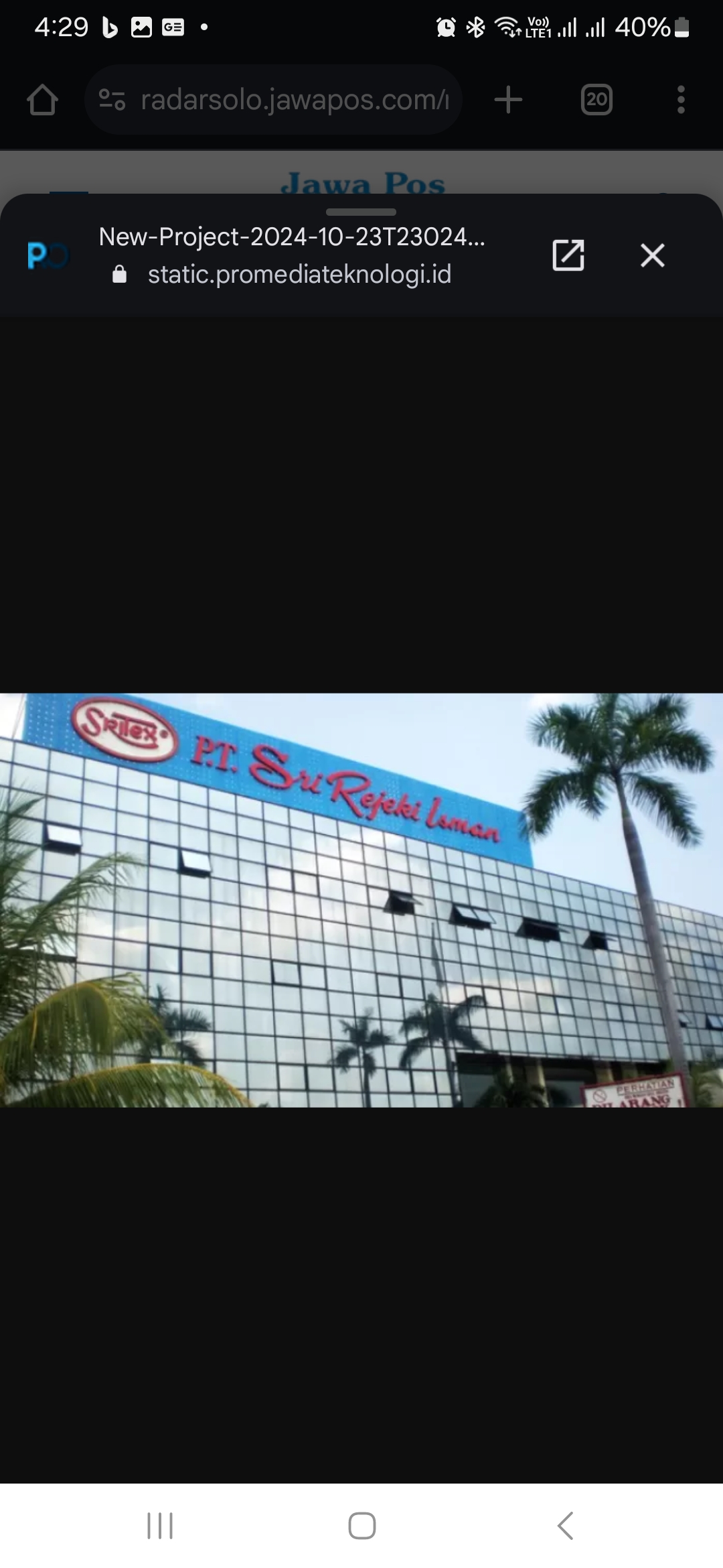 PT Sritex. Foto: Jawa Pos Radar Solo