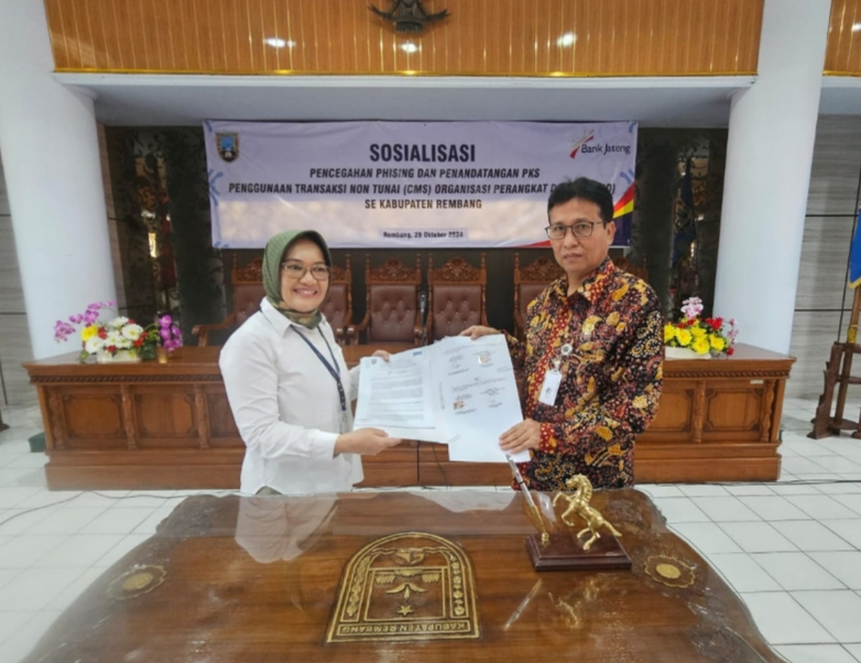 SOSIALISASI: Pemkab Rembang menggandeng Bank Jateng mengadakan sosialisasi dalam penggunaan Cash Management System (CMS) di lingkungan Organisasi Perangkat Daerah (OPD) baru-baru ini.