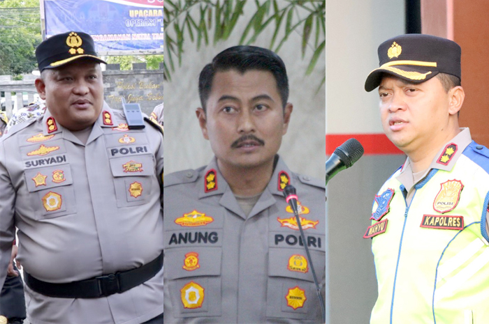 KIRI-KANAN: AKBP Suryadi, AKBP Dedy Anung Kurniawan, AKBP Wahyu Nugroho Setyawan