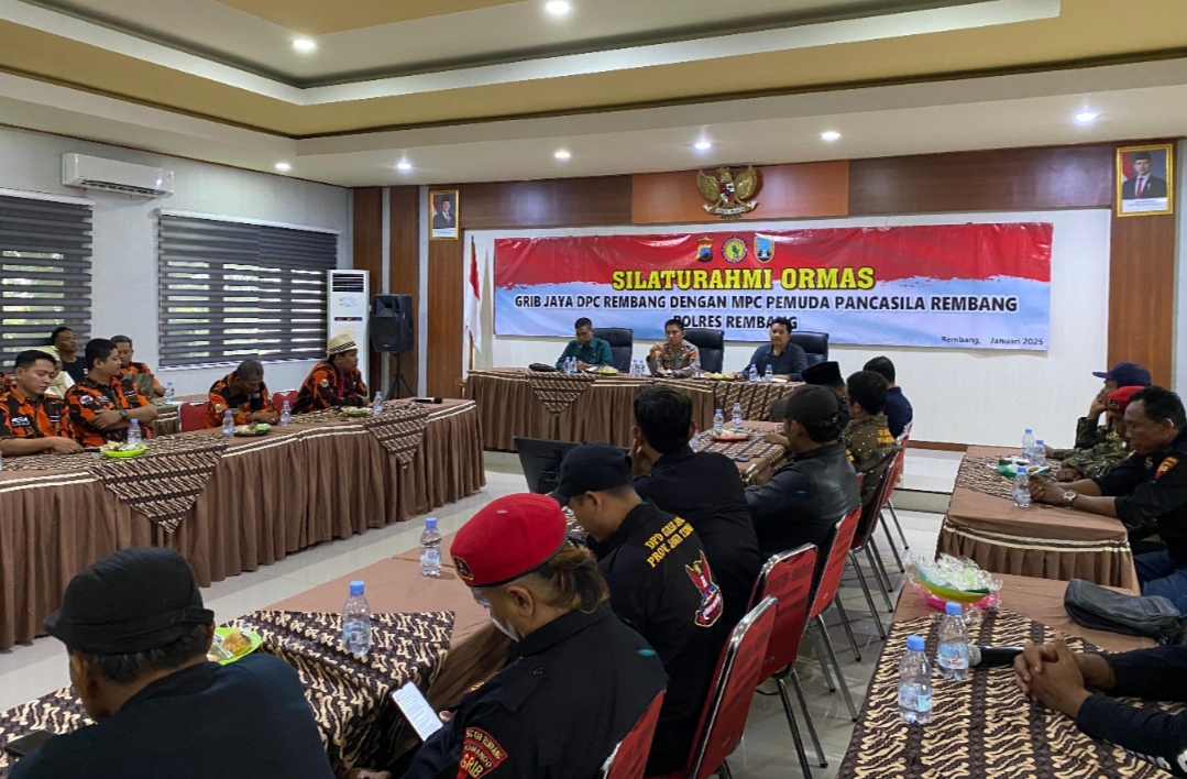 SILATURAHMI: Polres Rembang mengambil langkah proaktif dengan mempertemukan pimpinan Organisasi Masyarakat (Ormas) Gerakan Rakyat Indonesia Bersatu (Grib) Jaya dan Pemuda Pancasila (PP) Rembang.