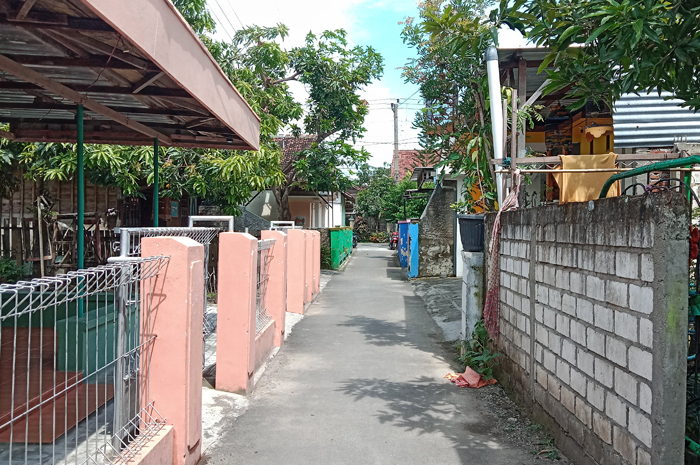 PADAT: Rumah-rumah penduduk betada di salag satu gang sekitar Jalan Pemuda, Rembang.