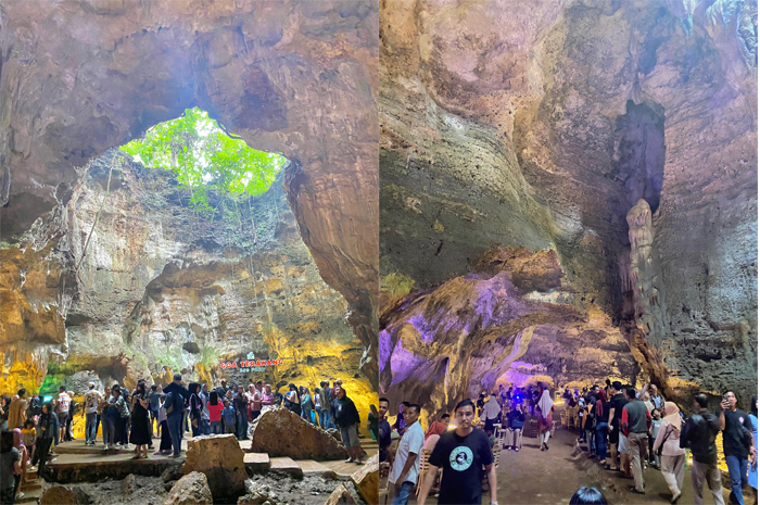 RAMAI: Wisatawan saat menikmati wisata Goa Terawang.