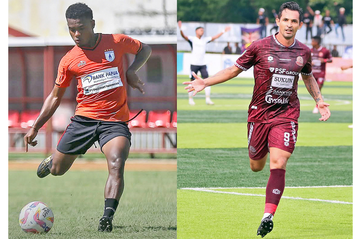KIRI-KANAN: Ramai Rumakiek, Sayap Kanan Persipura Jayapura dan Silvio Escobar, Striker Persipa Pati
