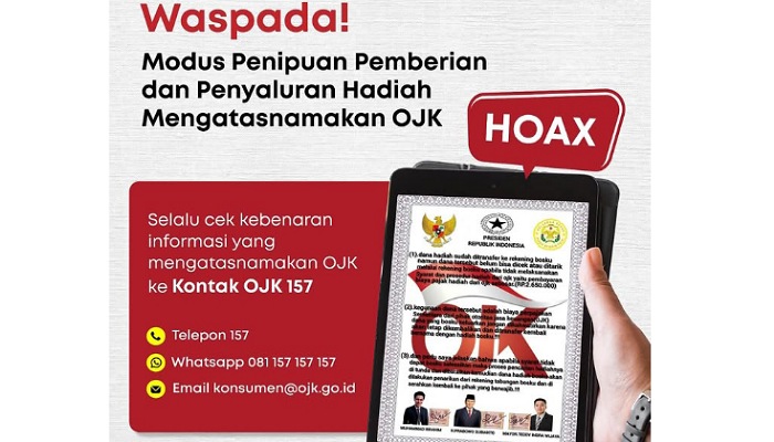 Waspada penipuan pemberian dan penyaluran hadiah yang mengatasnamakan OJK (Tangkapan layar unggahan Instagram @ojkindonesia)