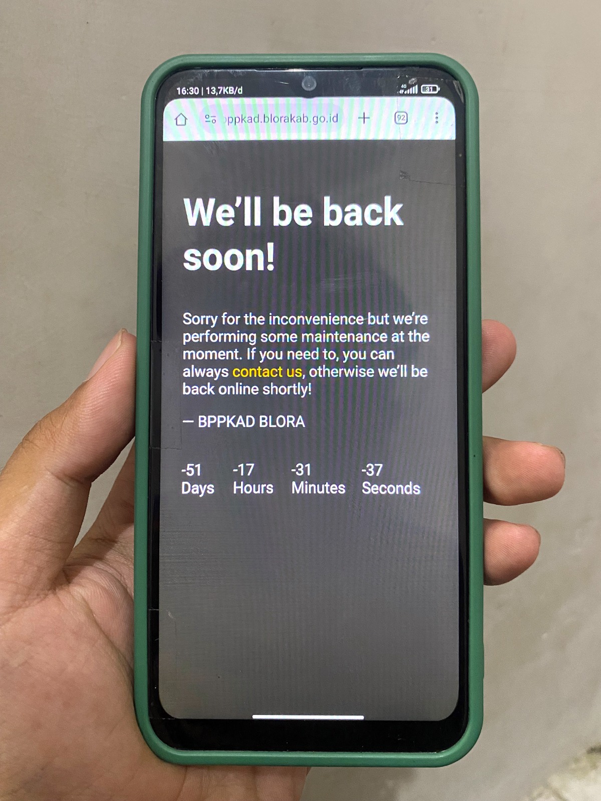 HILANG: Peretasan website BPPKAD Blora mengakibatkan hilangnya sejumlah data penting serta mengganggu sistem pengelolaan keuangan daerah.
