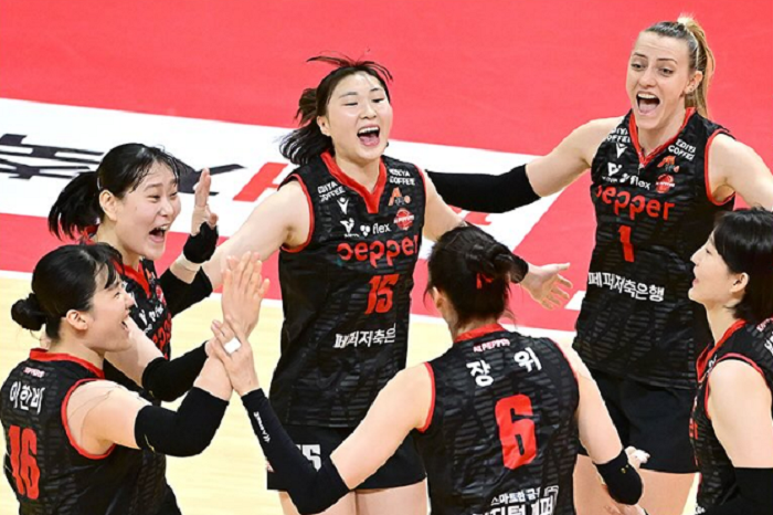 AI Peppers menunjukkan dominasi mutlak atas Red Sparks dalam lanjutan Liga Voli Korea, Rabu (19/2/2025)