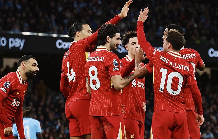 GALAK: Mohamed Salah kembali menjadi sorotan setelah mencetak gol pembuka bagi Liverpool di menit ke-14 lawan Manchester City