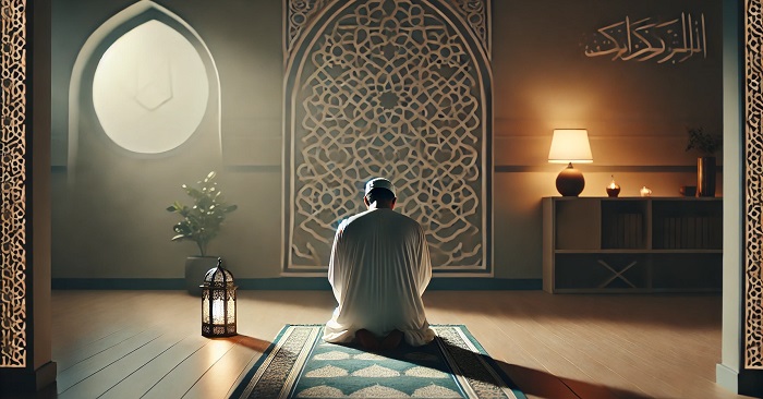 Ilustrasi orang Solat Sendirian