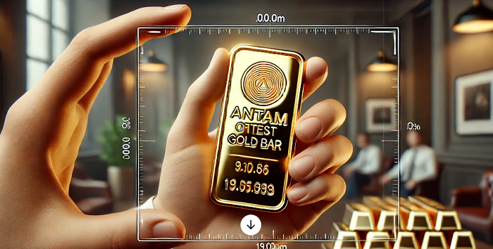Ilustrasi orang memegang emas antam