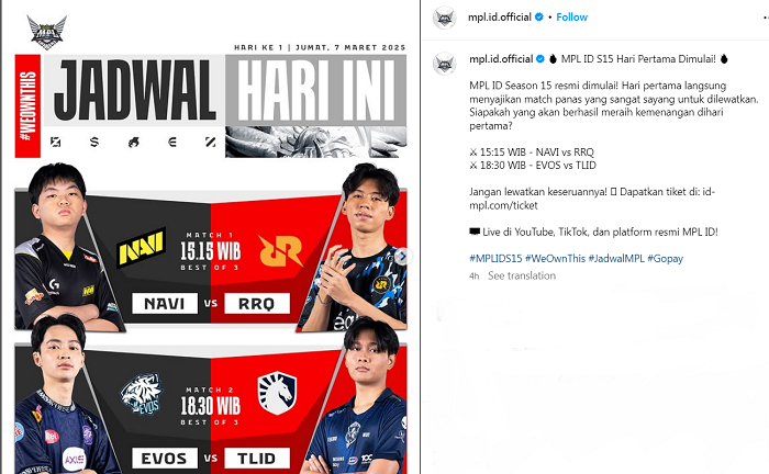 MPL ID season 15 jadwal week 1