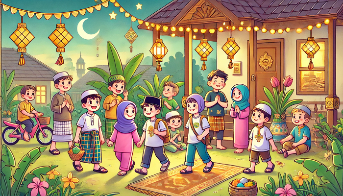 ilustrasi anak anak libur lebaran