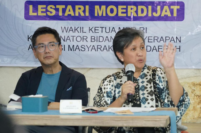 Wakil Ketua MPR RI Lestari Moerdijat (kanan) dalam acara Forum Diskusi Aktual Berbangsa Bernegara MPR RI di&nbsp;Jepara, Kamis (13/3).