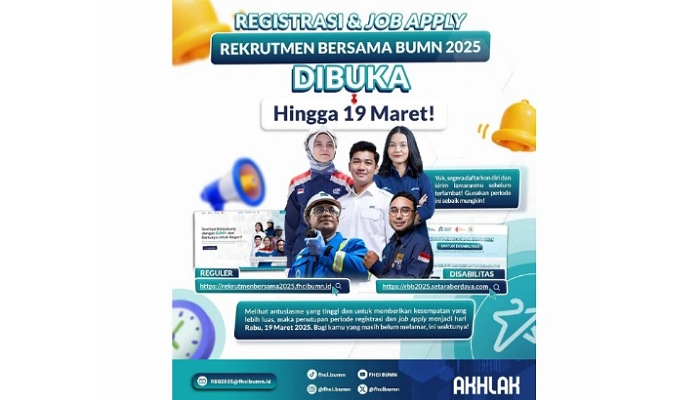 Unggahan FHCI BUMN terkait perpanjangan registrasi rekrutmen BUMN 2025 (Foto : Tangkapan layar Instagram @fhci.bumn)