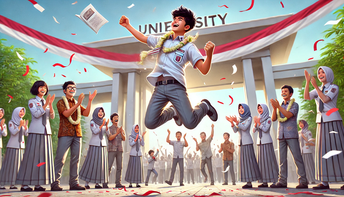 Ilustrasi anak SMA lolos masuk Perguruan Tinggi