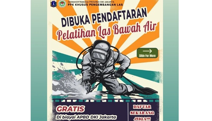 Unggahan PPKKPL tentang pendaftaran Pelatihan Las Bawah Air 2025 (Foto : Tangkapan layar unggahan IG @ppkkpl.jakarta)