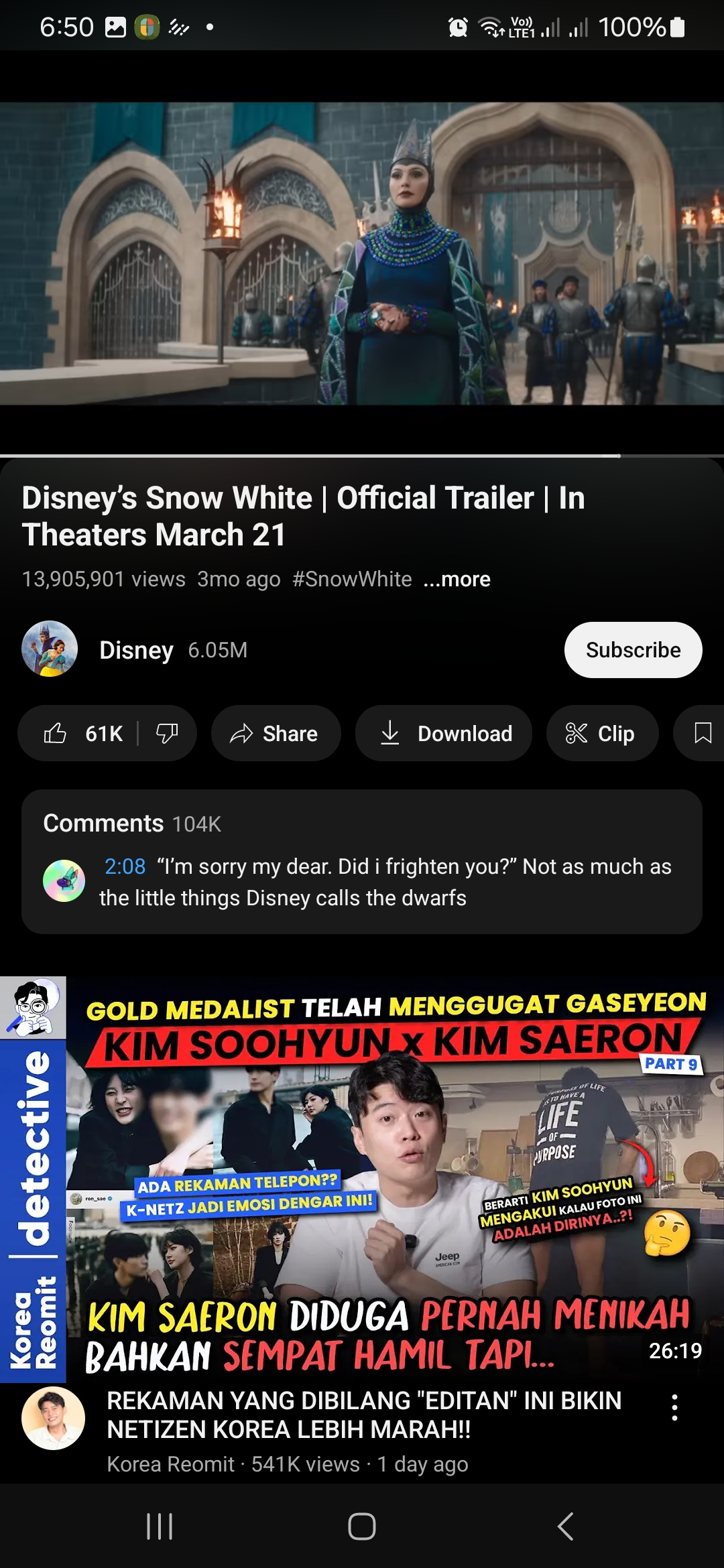 Tangkapan Layar Youtube Trailer Disney