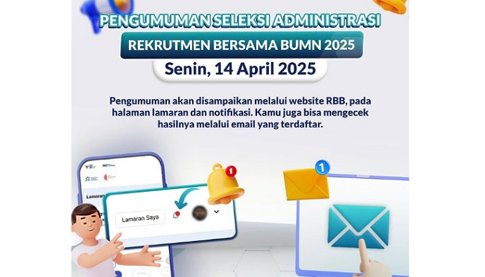 Pengumuman seleksi administrasi Rekrutmen Bersama BUMN 2025 (Foto : Tangkapan layar unggahan IG @fhci.bumn)