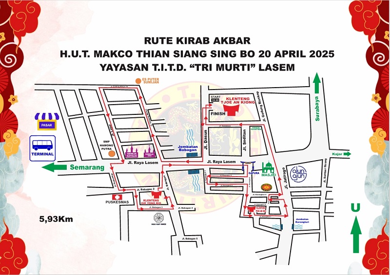 TERPUSAT:  Klenteng Tjoe An Kiong menjadi lokasi terpusat kirab akbar ritual budaya HUT Makco Thian Siang Sing BO 2025.