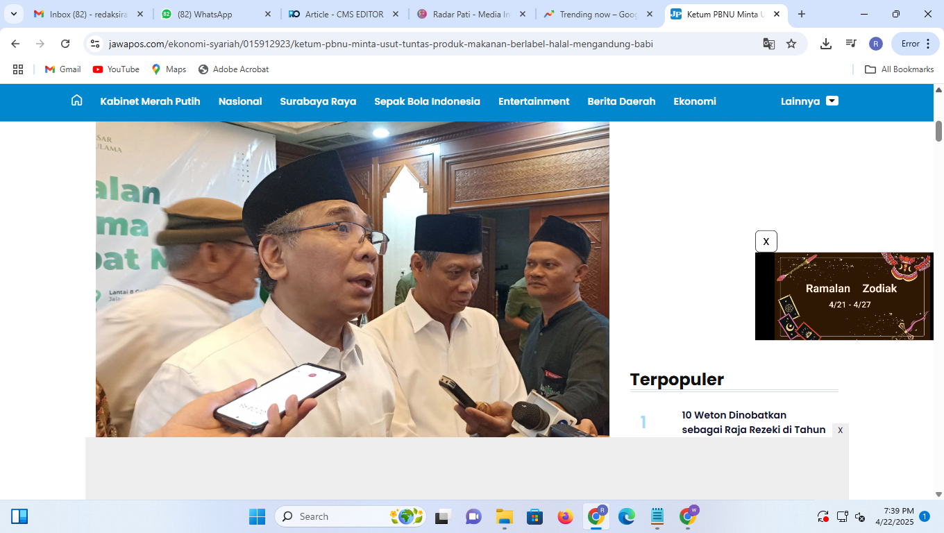 Ketua Umum PBNU KH Yahya Cholil Staquf