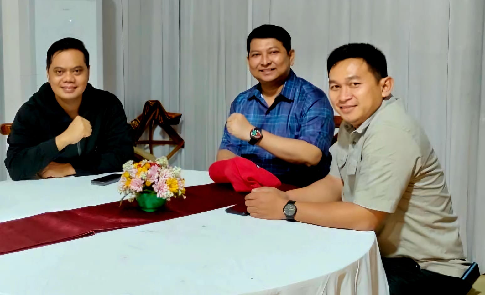 Bupati Jepara Witiarso Utomo, Ketua DPC Gerindra Jepara Arizal Wahyu Hidayat, dan Ketua Fraksi Gerindra Jepara Khoirul Anam