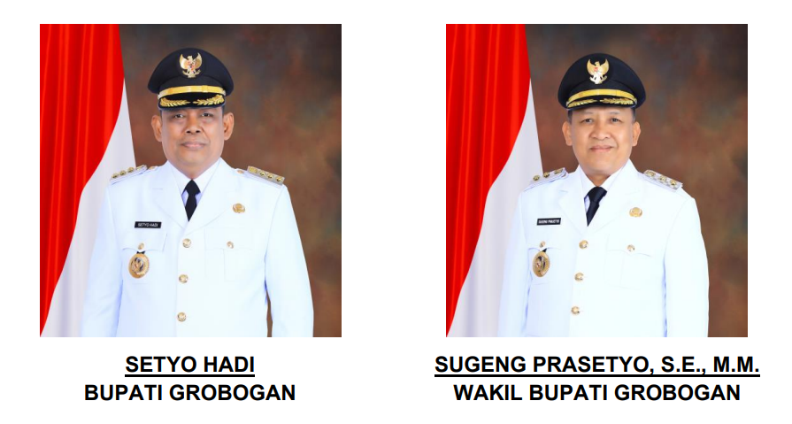 Bupati Grobogan Setyo Hadi dan Wakil Bupati Grobogan Sugeng Prasetyo Pujiyanto